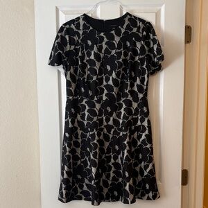 Ann Taylor Black and Cream Floral A-Line Dress